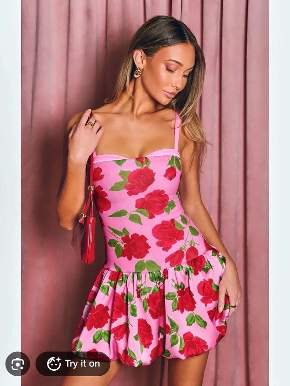 Mumu Floral Mini Dress in Pink & Red Size XL Like New